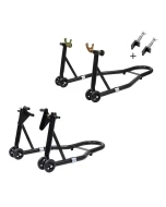 BIKETEC PRO ZESTAW PODNOŚNIKÓW / STOJAKÓW MOTOCYKLOWYCH (PRZÓD/TYŁ) TYP-V / TYP-L KOLOR CZARNY