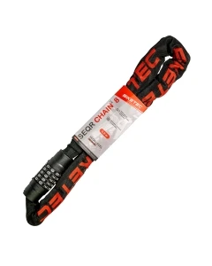 BIKETEC ŁAŃCUCH CP 0,9M, OCZKO 8MM, ZAMEK SZYFROWY 5 CYFROWY, CZARNA OTULINA