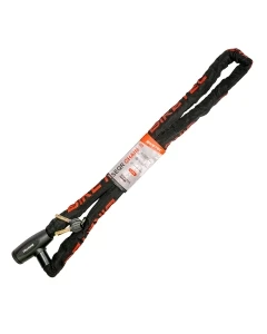 BIKETEC ŁAŃCUCH CP 1,5M, OCZKO 8MM, WBUDOWANA KŁÓTKA 3 KLUCZE, CZARNA OTULINA