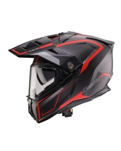CABERG 2026 KASK OFFROAD / TRAIL / ADVENTURE DUOSPORT (DUAL) TANAMI CARBON GRAVITY KOLOR CZERWONY/SZARY ROZMIAR M