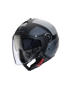 CABERG KASK OTWARTY JET Z BLENDĄ MODEL RIVIERA V4X ALPHA KOLOR CZARNY MAT/SZARY ROZMIAR M