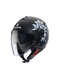 CABERG KASK OTWARTY JET Z BLENDĄ MODEL RIVIERA V4X MIA KOLOR CZARNY MAT/BIAŁY/SZARY (KWIATY / MOTYLE) ROZMIAR XS