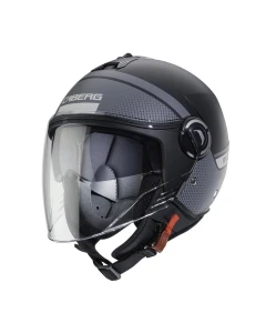 CABERG PROMOCJA KASK OTWARTY JET Z BLENDĄ MODEL RIVIERA V4 ELITE KOLOR CZARNY MAT/SZARY ROZMIAR L