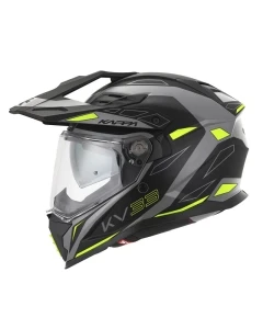 KAPPA 2024/12 KASK KV33 GRAPHIC WIZZARD ENDURO DUAL OFF ROAD Z SZYBĄ I BLENDĄ KOLOR CZARNY SZARY ŻÓŁTY FLUO MATT ROZMIAR 54 / XS (HOMOLOGACJA ECE 22R06)