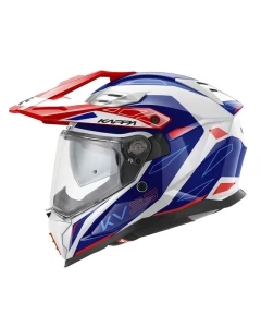 KAPPA 2024/12 KASK KV33 GRAPHIC WIZZARD ENDURO DUAL OFF ROAD Z SZYBĄ I BLENDĄ KOLOR BIAŁY CZERWONY NIEBIESKI ROZMIAR 60 / L (HOMOLOGACJA ECE 22R06)