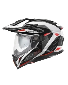 KAPPA 2024/12 KASK KV33 GRAPHIC WIZZARD ENDURO DUAL OFF ROAD Z SZYBĄ I BLENDĄ KOLOR CZARNY BIAŁY CZERWONY ROZMIAR 54 / XS (HOMOLOGACJA ECE 22R06)