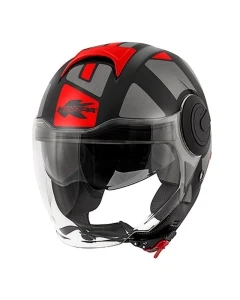 KAPPA KASK KV37 EVO STYLE OTWARTY JET Z BLENDĄ KOLOR CZARNY MAT/SZARY/CZERWONY ROZM. S/56 ( HOMOLOGACJA ECE 22R06 ) - WYPRZEDAŻ