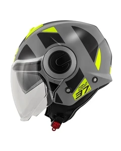 KAPPA KASK KV37 EVO STYLE OTWARTY JET Z BLENDĄ KOLOR CZARNY MAT/SZARY/ŻÓŁTY ROZM. S/56 ( HOMOLOGACJA ECE 22R06 ) - WYPRZEDAŻ