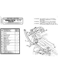 KAPPA STELAŻ KUFRA CENTRALNEGO HONDA CB 750 SEVEN FIFTY (92-00) ( BEZ PŁYTY ) WYCOFANY Z OFERTY