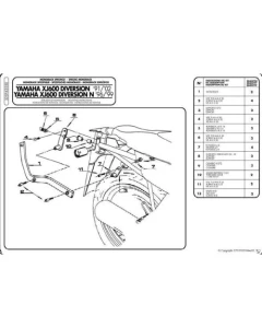 KAPPA STELAŻ KUFRA CENTRALNEGO YAMAHA XJ 600 DIVERSION (91-03), DIVERSION N (96-99) ( BEZ PŁYTY )