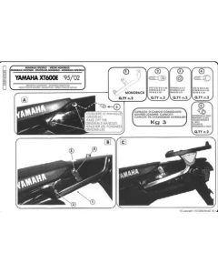 KAPPA STELAŻ KUFRA CENTRALNEGO YAMAHA XT 600E (95-02) ( BEZ PŁYTY )