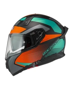 KASK MOTOCYKLOWY NZI GO RIDER STREAM DUO QUADRI BLACK ORANGE GREEN MATT M