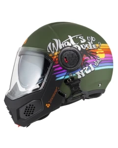 KASK MOTOCYKLOWY NZI MINIMOD DUO RAINBOW GREENBLACK SILVER MATT S