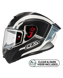 KASK MOTOCYKLOWY NZI TRENDY STREAM ELEGANCE WHITE BLACK TINTED S MATT L