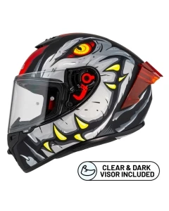 KASK MOTOCYKLOWY NZI TRENDY STREAM RAPTOR BLACK GREY RED S MATT M