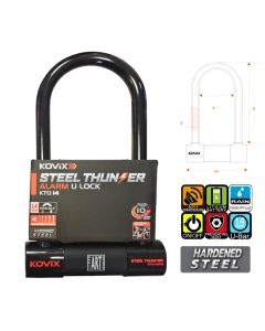 Kłódka U-Lock z alarmem KOVIX KTQ14-98/230 czarna