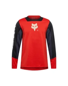 KOSZULKA ROWEROWA Z DŁUGIM RĘKAWEM FOX JUNIOR DEFEND ELEVATED FLUO RED YM