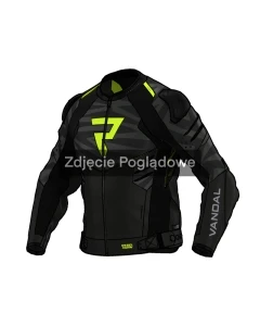 KURTKA MOTOCYKLOWA SKÓRZANA REBELHORN VANDAL 2 BLACK GREY FLUO YELLOW 52