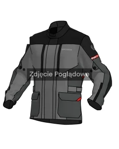 KURTKA MOTOCYKLOWA TEKSTYLNA BROGER OVERLAND BLACK DARK GREY RED L