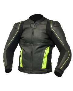 KURTKA SKÓRZANA OZONE VOLT BLACK/FLUO YELLOW 46