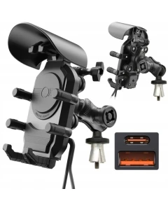 MC39-03 Motocyklowy uchwyt w ramę na telefon antywibracyjny ładowanie USB-C