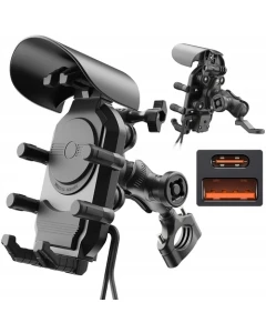 MC39 Motocyklowy uchwyt telefon antywibracyjny ładowanie USB-C