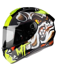 MT WYPRZEDAŻ KASK INTEGRALNY TARGO CRAZYDOG G3 GLOSS FLUOR YELLOW KOLOR CZARNY/BIAŁY/ŻÓŁTY FLUO ROZMIAR XS