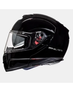 MT WYPRZEDAŻ KASK SZCZĘKOWY FLIP-UP ATOM SOLID Z BLENDĄ KOLOR CZARNY POŁYSK ROZMIAR S