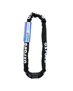 OXFORD ŁAŃCUCH ZABEZPIECZENIE ANTYKRADZIEŻOWE COMBI CHAIN ŁAŃCUCH NA SZYFR 6mm x 0,9 KOLOR CZARNY