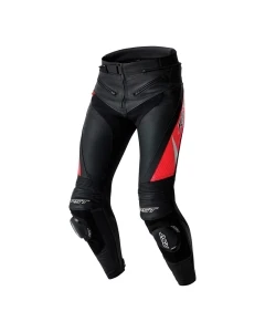 SPODNIE MOTOCYKLOWE SKÓRZANE RST TRACTECH EVO D3O BLACK FLUO RED L
