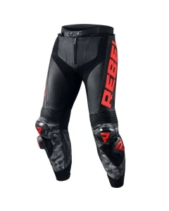 SPODNIE SKÓRZANE REBELHORN REBEL BLACK/FLO RED 46