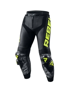 SPODNIE SKÓRZANE REBELHORN REBEL BLACK/FLO YELLOW 46