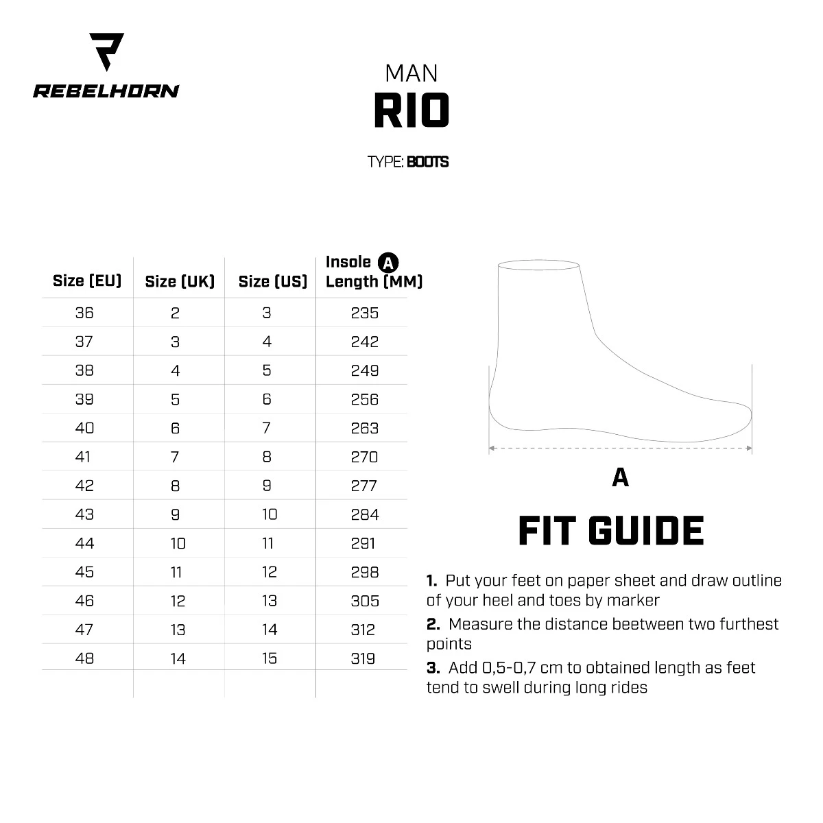 tabela rozmiarów buty rabelhorn rio