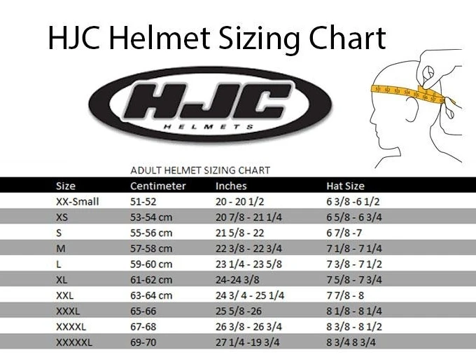 Tabela rozmiarów kasków motocyklowych HJC