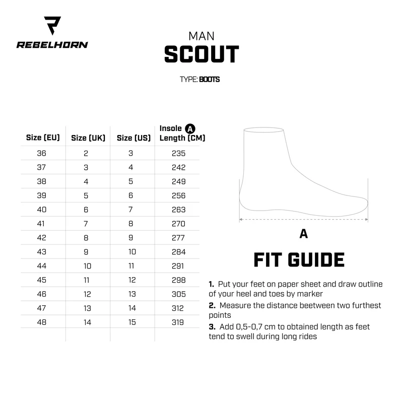 tabela rozmiarów Rebelhorn Scout